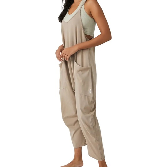 FP Movement by Free People Pants - FP Movement by Free People Tan Hot Shot Onesie Medium